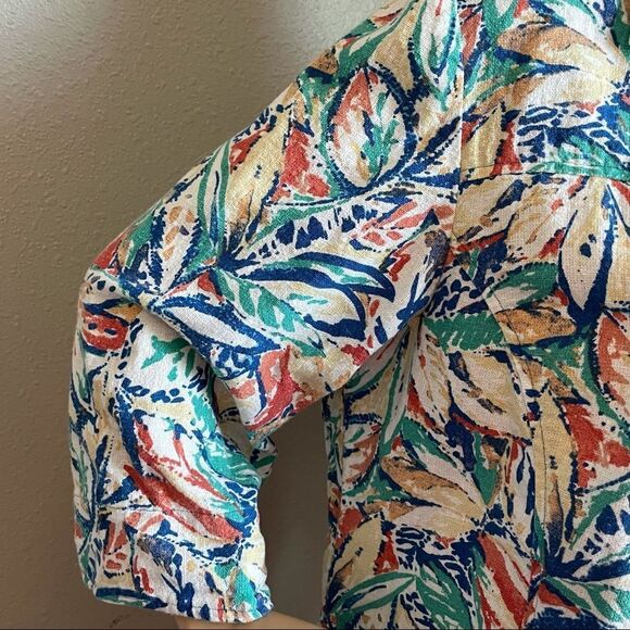 Coldwater Creek 3/4 Sleeve Colorful Watercolor Design Floral Zipper Jacket Large - Picture 4 of 13
